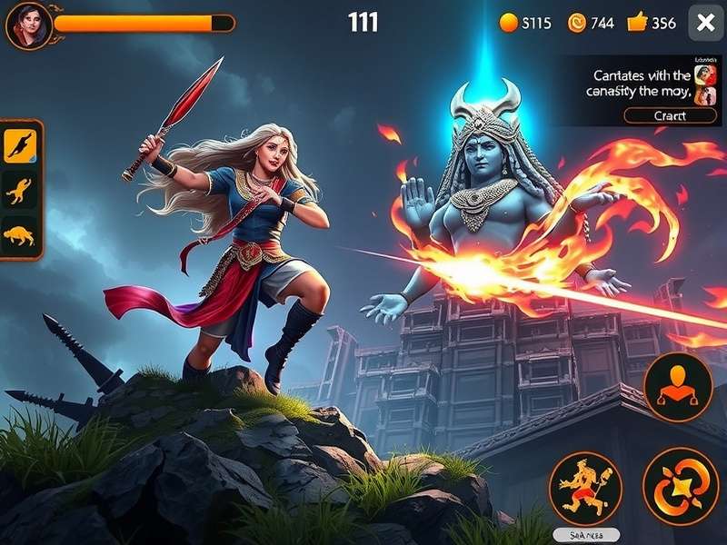 Spiritual Path Of Durga gameplay screenshot showing divine combat